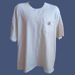 Vintage 2XL T-shirt Carhartt Mens White Pocket 100% Cotton Made In Mexico 90s